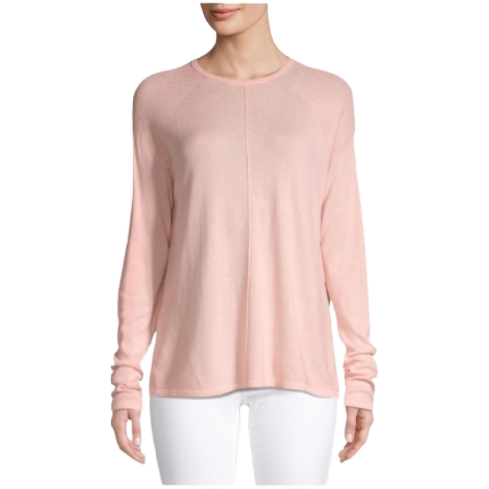 𝅺Lord & Taylor Pink High Low Crew Neck Sweater Women's Size PXS